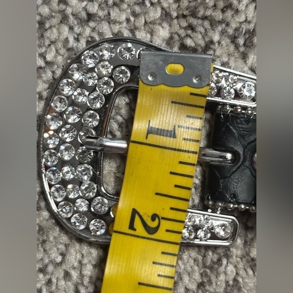 Womens belt 24-26 black rockabilly bling studs  rhinestones western cowgirl 3490 - Picture 10 of 15